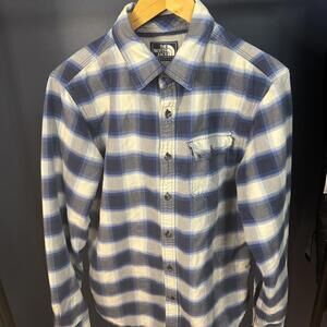 The North Face, Blue/White Plaid Button Up Shirt, Mens Medium